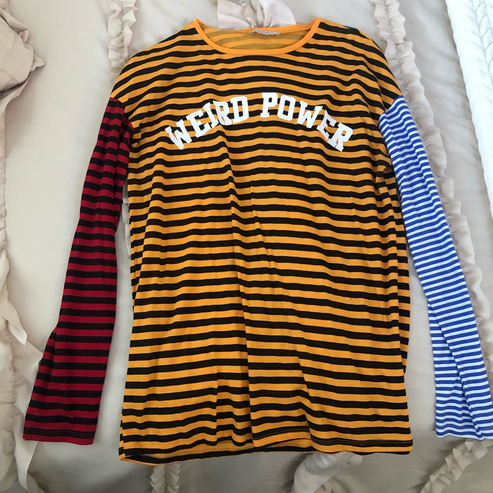 ZARA long sleeved colorful “WEIRD POWERS” tshirt